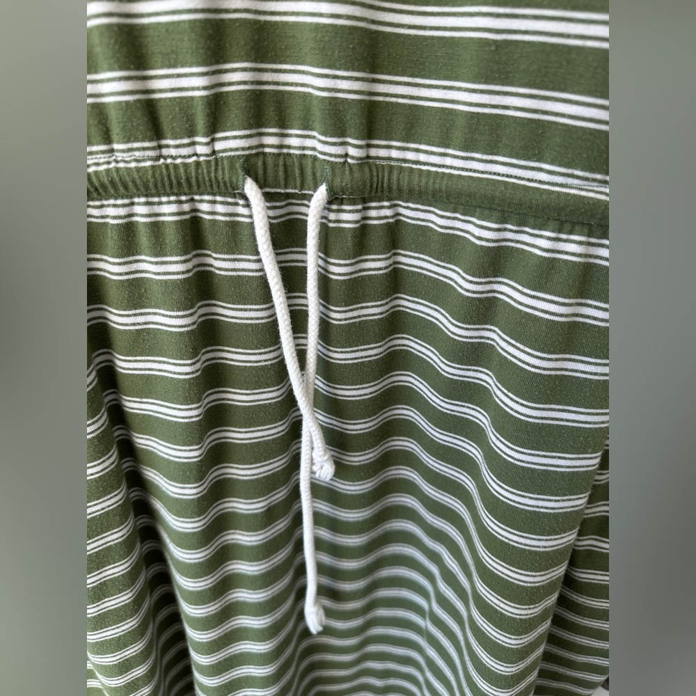 Terra & Sky Olive Green and White Striped Drawstring Pocket Dress - Picture 4 of 7